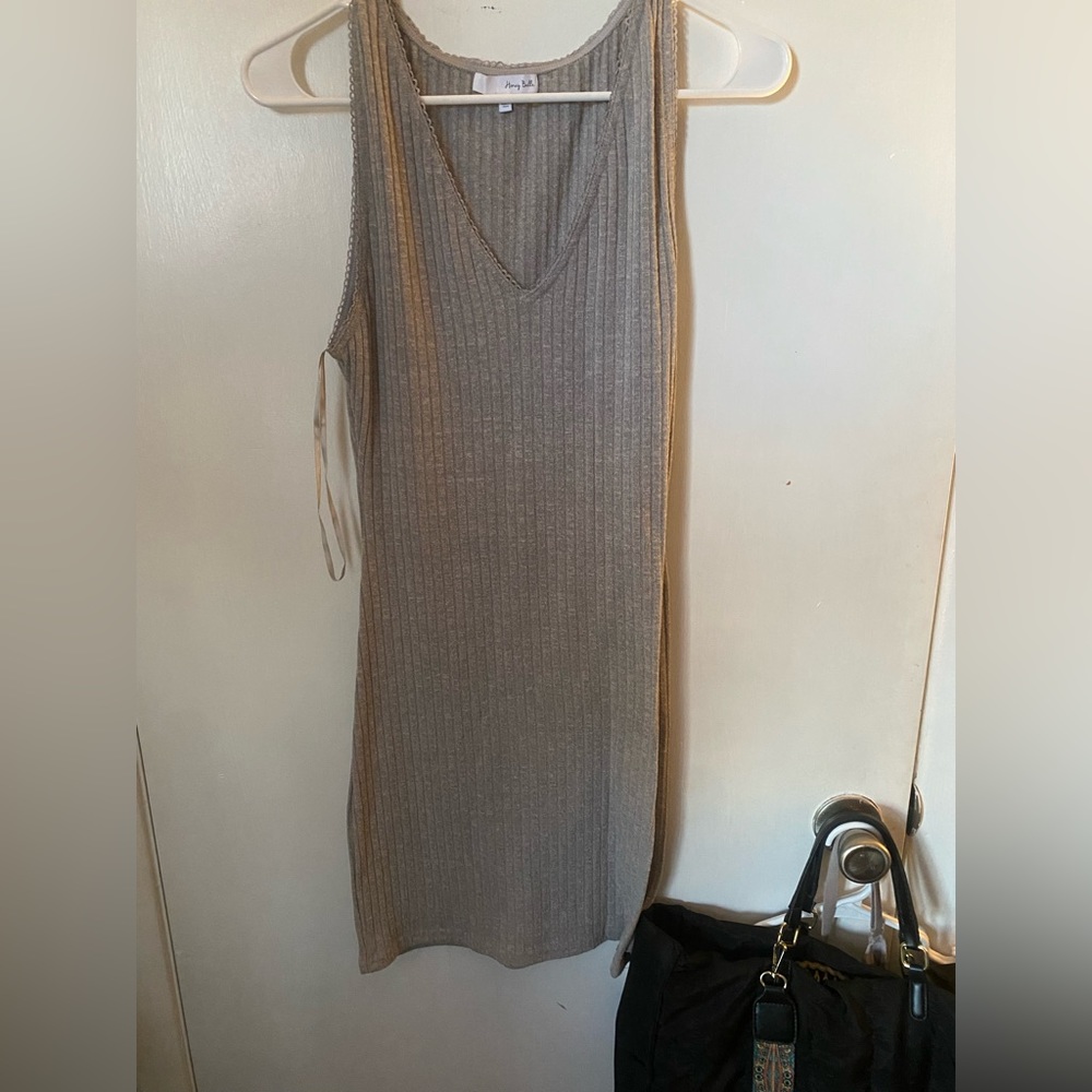 Women’s grey ribbed knit mini dress size L